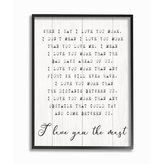 Stupell Industries I Love You The Most Inspirational Black Framed Wall Art